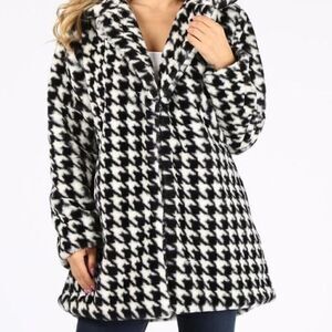 Incredibly Soft Houndstooth Faux Fur Coat